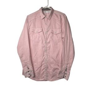BKE Shirt Mens Medium Pink Tailored Fit Long Sleeve Pearl Snap Western‎ Cowboy